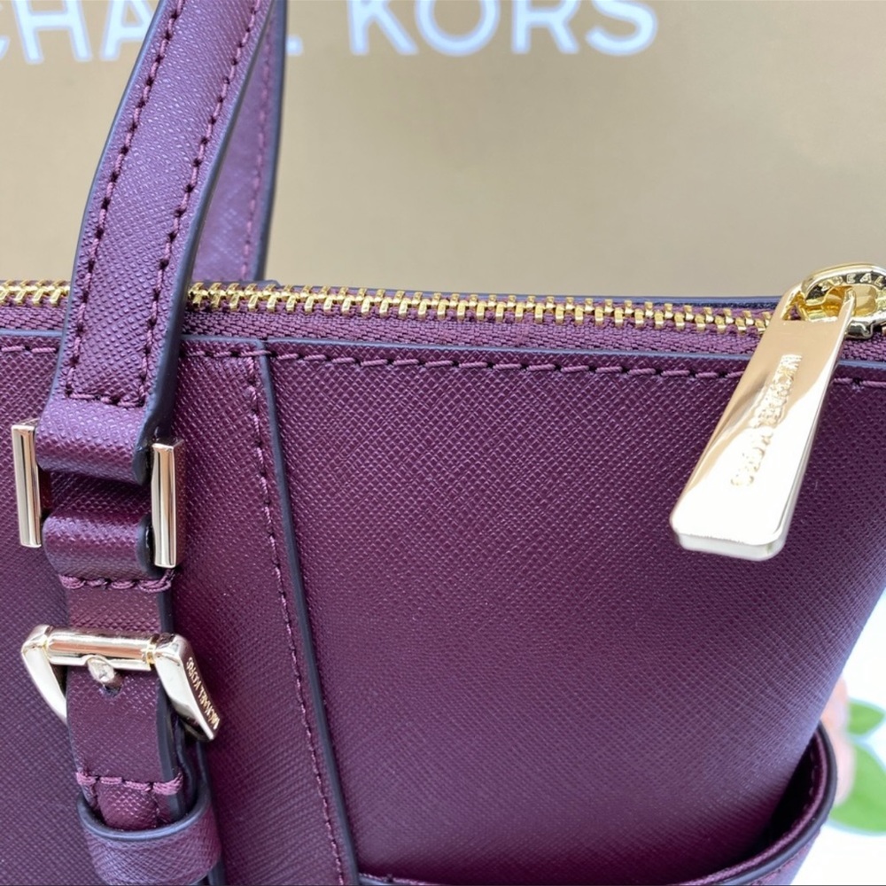 MICHAEL KORS Charlotte Large Leather Top-Zip Tote Dark Cherry NWT - Picture 13 of 16